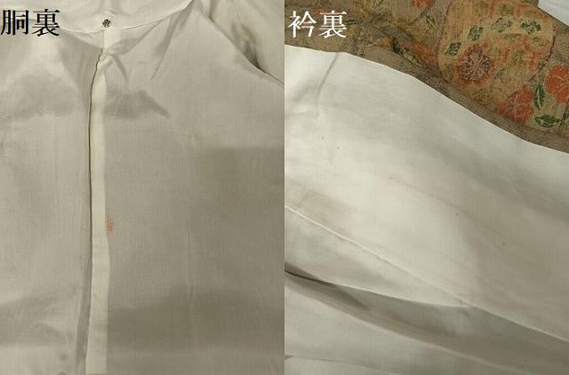 平和屋着物●上質な小紋 生紬地 草花文 正絹 逸品 AABA4529np