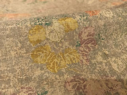 平和屋着物●上質な小紋 生紬地 草花文 正絹 逸品 AABA4529np
