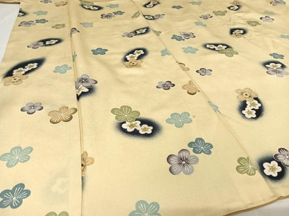 平和屋着物●上質な小紋 藍 舞花文 正絹 逸品 AABA4545np