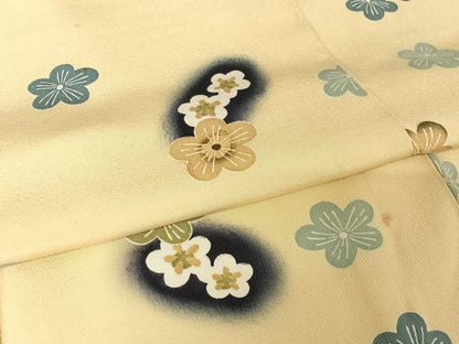 平和屋着物●上質な小紋 藍 舞花文 正絹 逸品 AABA4545np