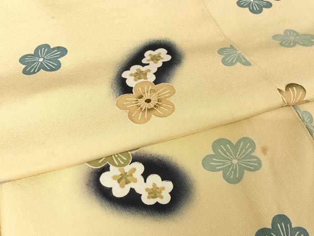 平和屋着物●上質な小紋 藍 舞花文 正絹 逸品 AABA4545np