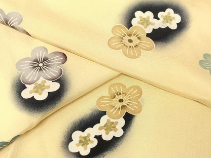 平和屋着物●上質な小紋 藍 舞花文 正絹 逸品 AABA4545np
