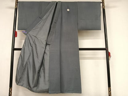 平和屋着物●男性　色紋付　薄花色　正絹　逸品　AABA4547np