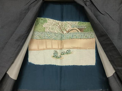 平和屋着物●男性 本場大島紬 アンサンブル 100亀甲 総詰め 正絹 逸品 AABA4554np