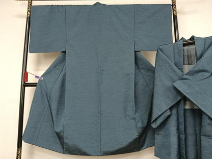 平和屋着物●男性　紬　アンサンブル　薄花色　松坂屋扱い　正絹　逸品　未使用　AABA4555np