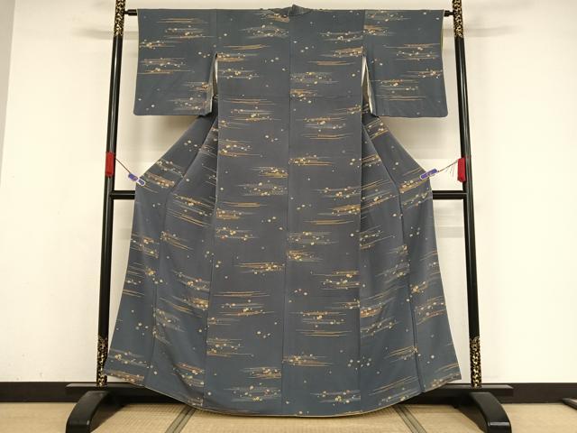 平和屋着物●上質な小紋 吹寄せ文 金彩 鬼しぼ縮緬 正絹 逸品 AABA4560np