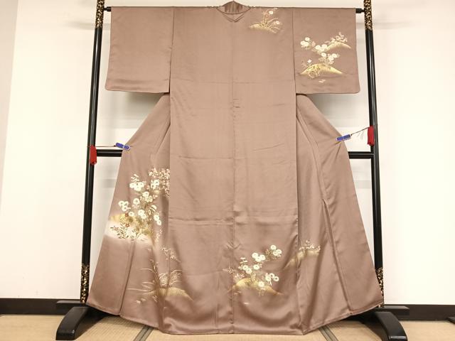 平和屋着物●訪問着　駒刺繍　東山草花文　金糸　金彩　鈴乃屋扱い　正絹　逸品　AABA4561np