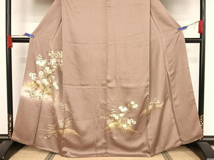 平和屋着物●訪問着　駒刺繍　東山草花文　金糸　金彩　鈴乃屋扱い　正絹　逸品　AABA4561np