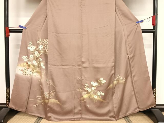 平和屋着物●訪問着　駒刺繍　東山草花文　金糸　金彩　鈴乃屋扱い　正絹　逸品　AABA4561np
