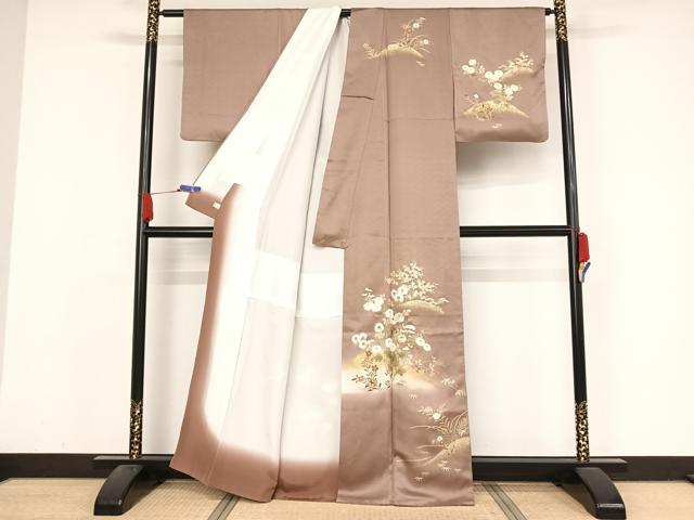 平和屋着物●訪問着　駒刺繍　東山草花文　金糸　金彩　鈴乃屋扱い　正絹　逸品　AABA4561np