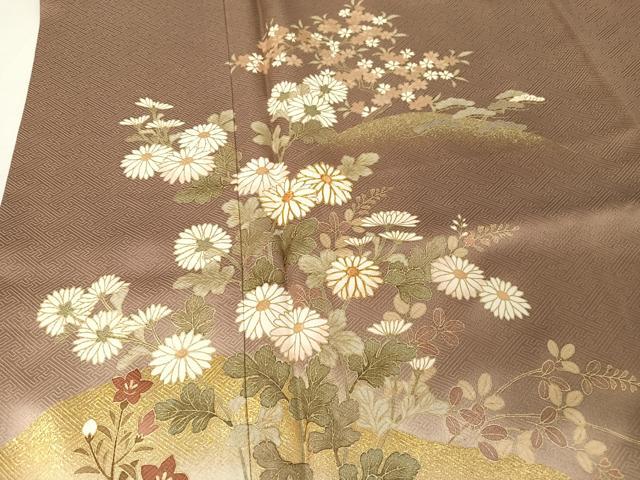 平和屋着物●訪問着　駒刺繍　東山草花文　金糸　金彩　鈴乃屋扱い　正絹　逸品　AABA4561np