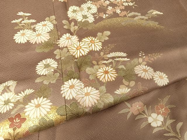 平和屋着物●訪問着　駒刺繍　東山草花文　金糸　金彩　鈴乃屋扱い　正絹　逸品　AABA4561np