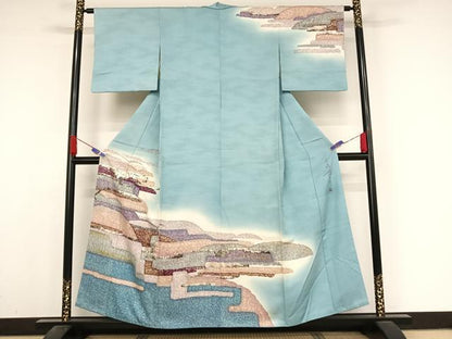 平和屋着物●中嶋博司　訪問着　抽象文様　金彩　正絹　逸品　AABA4562np