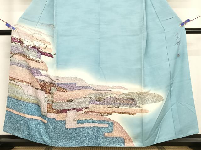 平和屋着物●中嶋博司　訪問着　抽象文様　金彩　正絹　逸品　AABA4562np