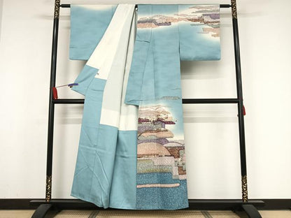 平和屋着物●中嶋博司　訪問着　抽象文様　金彩　正絹　逸品　AABA4562np