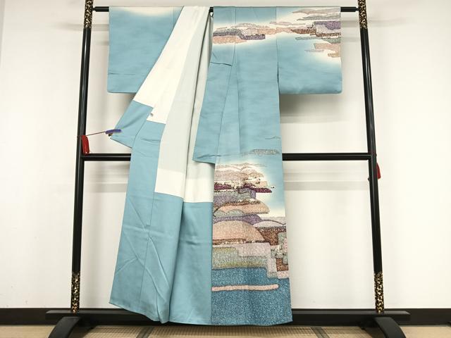 平和屋着物●中嶋博司　訪問着　抽象文様　金彩　正絹　逸品　AABA4562np