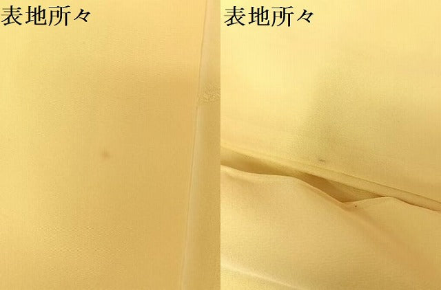 平和屋着物●上質な色無地 組紐地紋 淡黄色 正絹 逸品 AABA4569np
