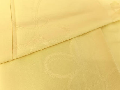平和屋着物●上質な色無地 組紐地紋 淡黄色 正絹 逸品 AABA4569np