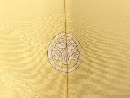 平和屋着物●上質な色無地 組紐地紋 淡黄色 正絹 逸品 AABA4569np