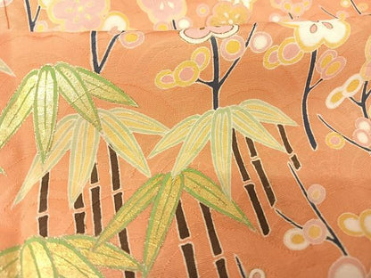 平和屋着物●訪問着　友禅　梅竹　金彩　正絹　逸品　AABA4575np