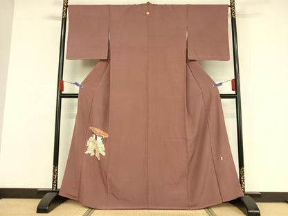 平和屋着物●加賀友禅の巨匠　初代　由水十久　色留袖　童子　長春色地　正絹　逸品　AABA4587np