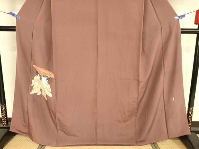平和屋着物●加賀友禅の巨匠　初代　由水十久　色留袖　童子　長春色地　正絹　逸品　AABA4587np