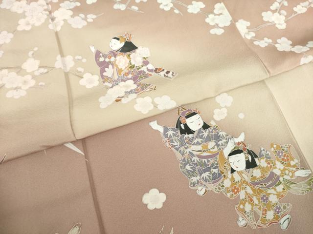 平和屋着物●訪問着　友禅　女人花文　暈し染め　反端付き　正絹　逸品　AABA4605ck