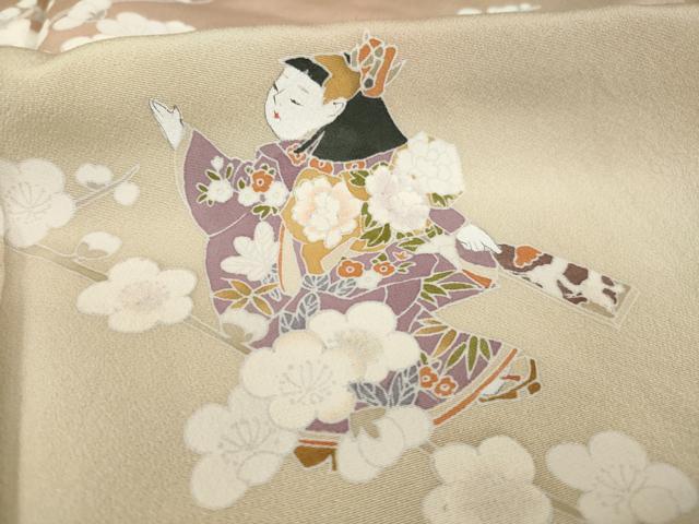 平和屋着物●訪問着　友禅　女人花文　暈し染め　反端付き　正絹　逸品　AABA4605ck