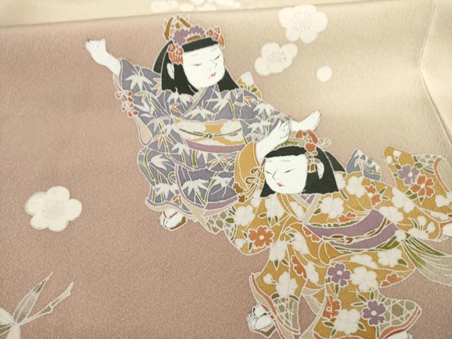平和屋着物●訪問着　友禅　女人花文　暈し染め　反端付き　正絹　逸品　AABA4605ck