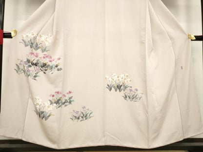 平和屋着物●訪問着 友禅作家物 草花文 正絹 逸品 AABA4616ck