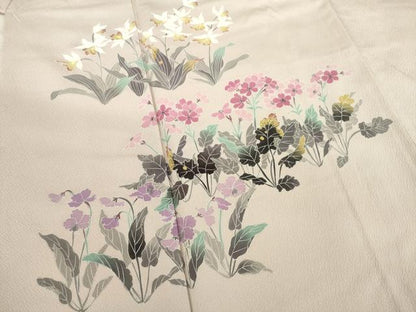 平和屋着物●訪問着 友禅作家物 草花文 正絹 逸品 AABA4616ck