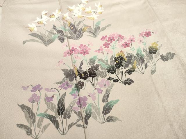 平和屋着物●訪問着 友禅作家物 草花文 正絹 逸品 AABA4616ck