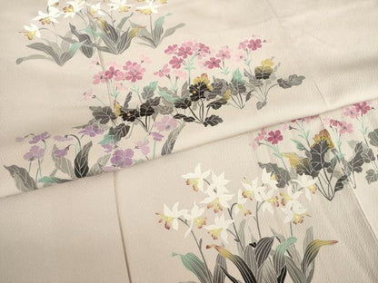 平和屋着物●訪問着 友禅作家物 草花文 正絹 逸品 AABA4616ck