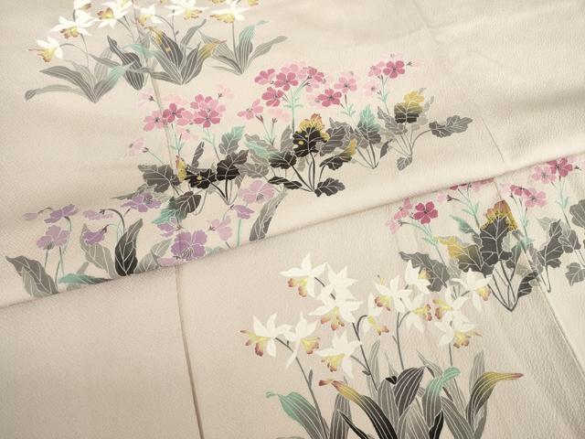 平和屋着物●訪問着 友禅作家物 草花文 正絹 逸品 AABA4616ck