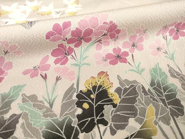 平和屋着物●訪問着 友禅作家物 草花文 正絹 逸品 AABA4616ck