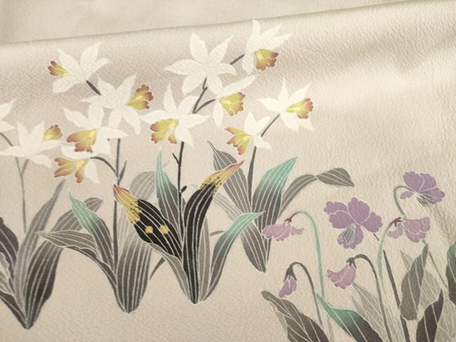 平和屋着物●訪問着 友禅作家物 草花文 正絹 逸品 AABA4616ck