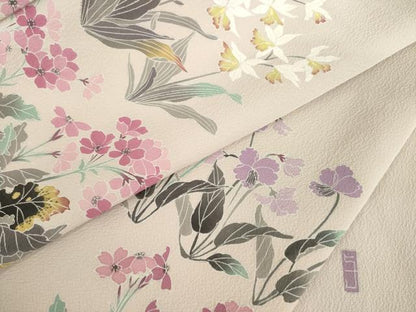 平和屋着物●訪問着 友禅作家物 草花文 正絹 逸品 AABA4616ck