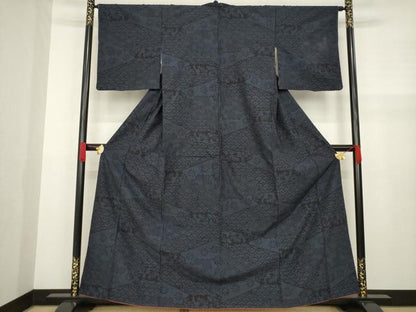 平和屋着物●結城紬 80亀甲 吉祥文 正絹 逸品 AABA4618ck