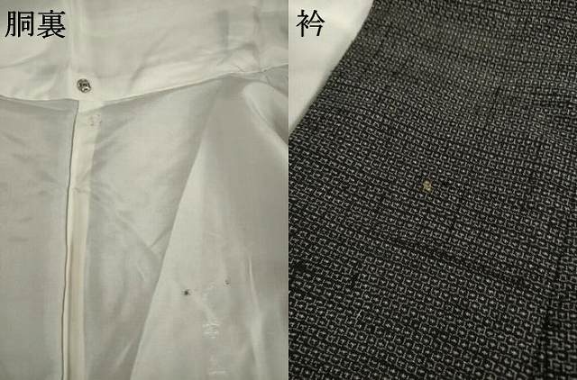 平和屋着物●結城紬　100亀甲　吉祥間道　黒地　正絹　逸品　AABA4630ck