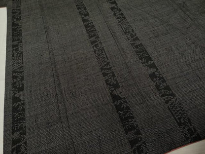 平和屋着物●結城紬　100亀甲　吉祥間道　黒地　正絹　逸品　AABA4630ck