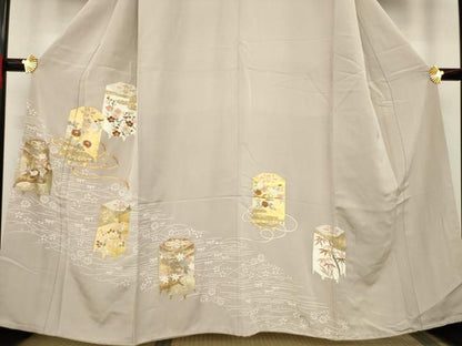 平和屋着物●豪華色留袖 駒刺繍 貝桶花文 金彩 正絹 逸品 AABA4637ck
