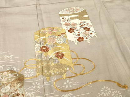 平和屋着物●豪華色留袖 駒刺繍 貝桶花文 金彩 正絹 逸品 AABA4637ck