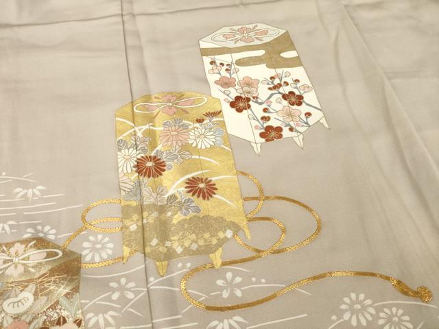 平和屋着物●豪華色留袖 駒刺繍 貝桶花文 金彩 正絹 逸品 AABA4637ck
