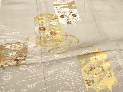 平和屋着物●豪華色留袖 駒刺繍 貝桶花文 金彩 正絹 逸品 AABA4637ck