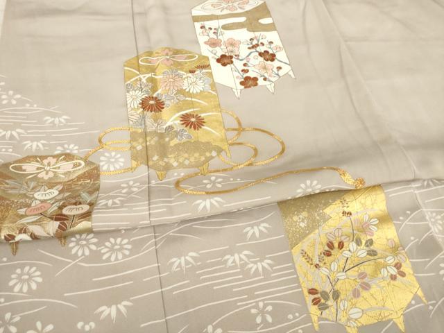 平和屋着物●豪華色留袖 駒刺繍 貝桶花文 金彩 正絹 逸品 AABA4637ck