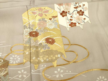 平和屋着物●豪華色留袖 駒刺繍 貝桶花文 金彩 正絹 逸品 AABA4637ck