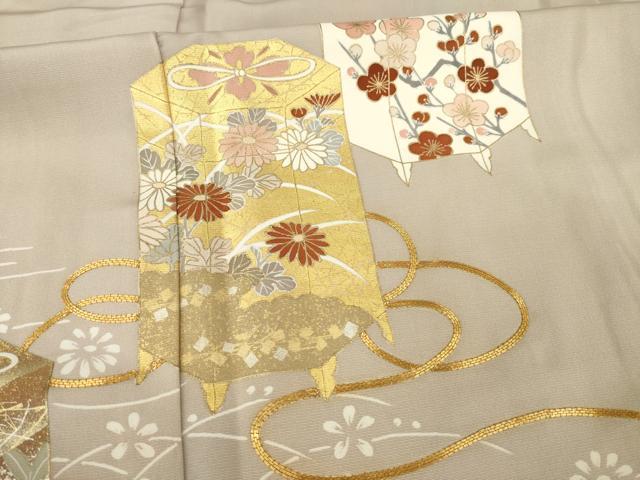 平和屋着物●豪華色留袖 駒刺繍 貝桶花文 金彩 正絹 逸品 AABA4637ck