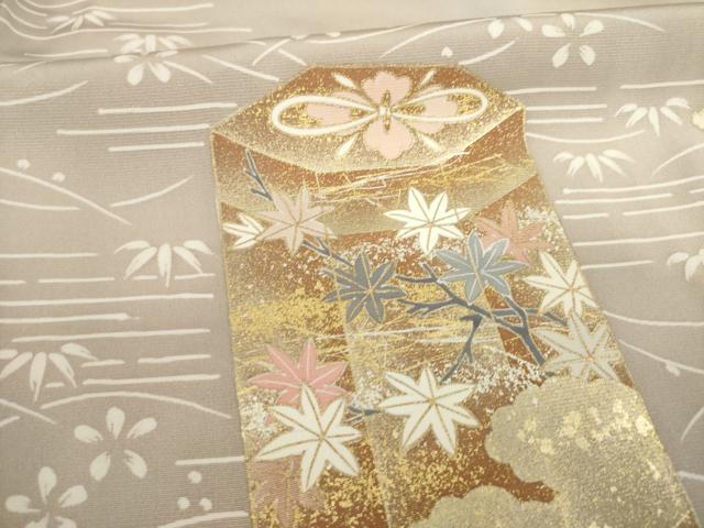 平和屋着物●豪華色留袖 駒刺繍 貝桶花文 金彩 正絹 逸品 AABA4637ck
