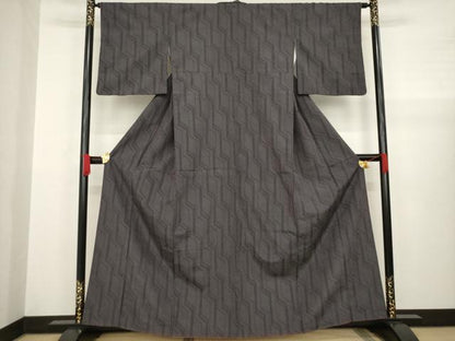 平和屋着物●本塩沢 110亀甲 幾何学文 正絹 逸品 AABA4638ck
