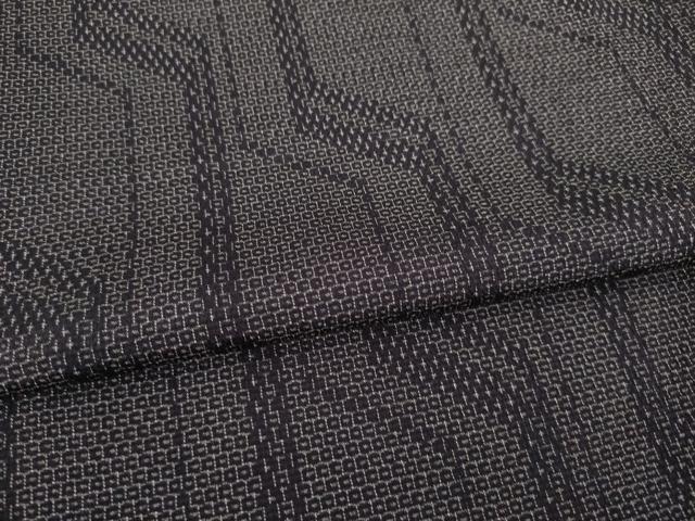 平和屋着物●本塩沢 110亀甲 幾何学文 正絹 逸品 AABA4638ck